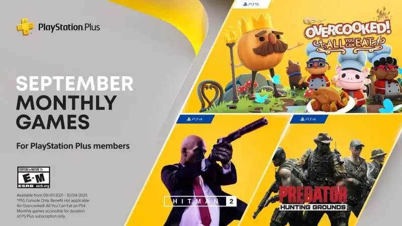 PlayStation Plus Games For September Revealed to be Overcooked: All You Can Eat!, Hitman 2, and Predator: Hunting Grounds
