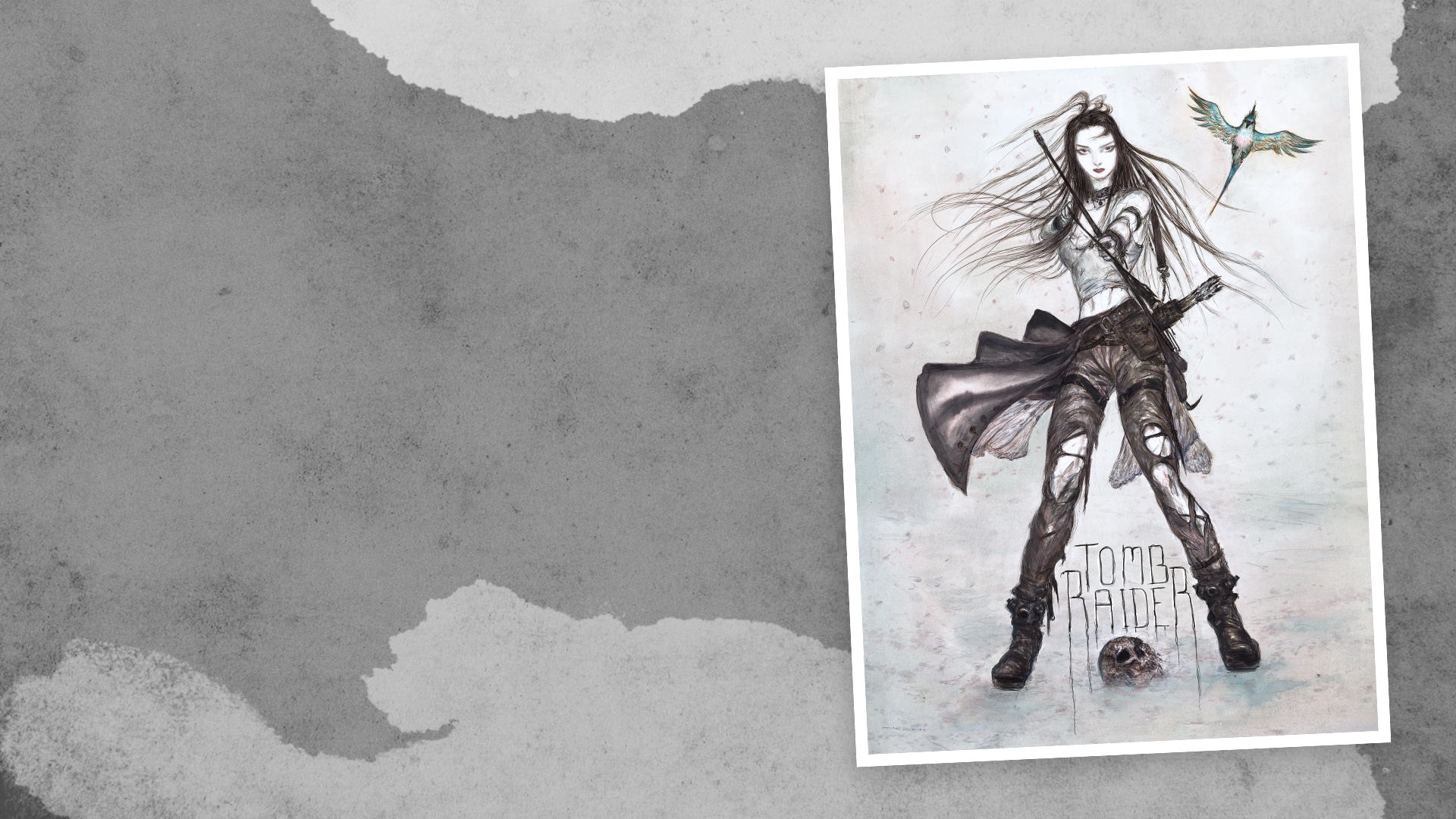 Yoshitaka Amano Illustrates Reimagined Tomb Raider Box Art Depicting a Distinct Lara Croft
