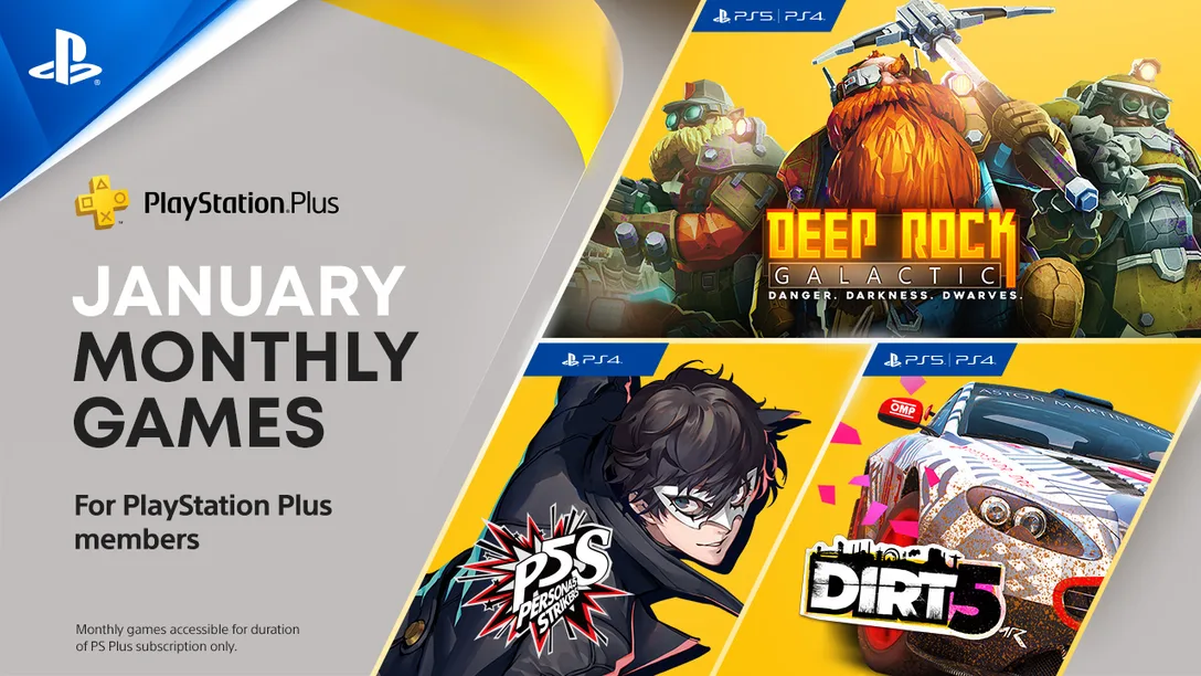 Sony Reveals January PlayStation Plus Games: Persona 5 Strikers, Dirt 5, Deep Rock Galactic