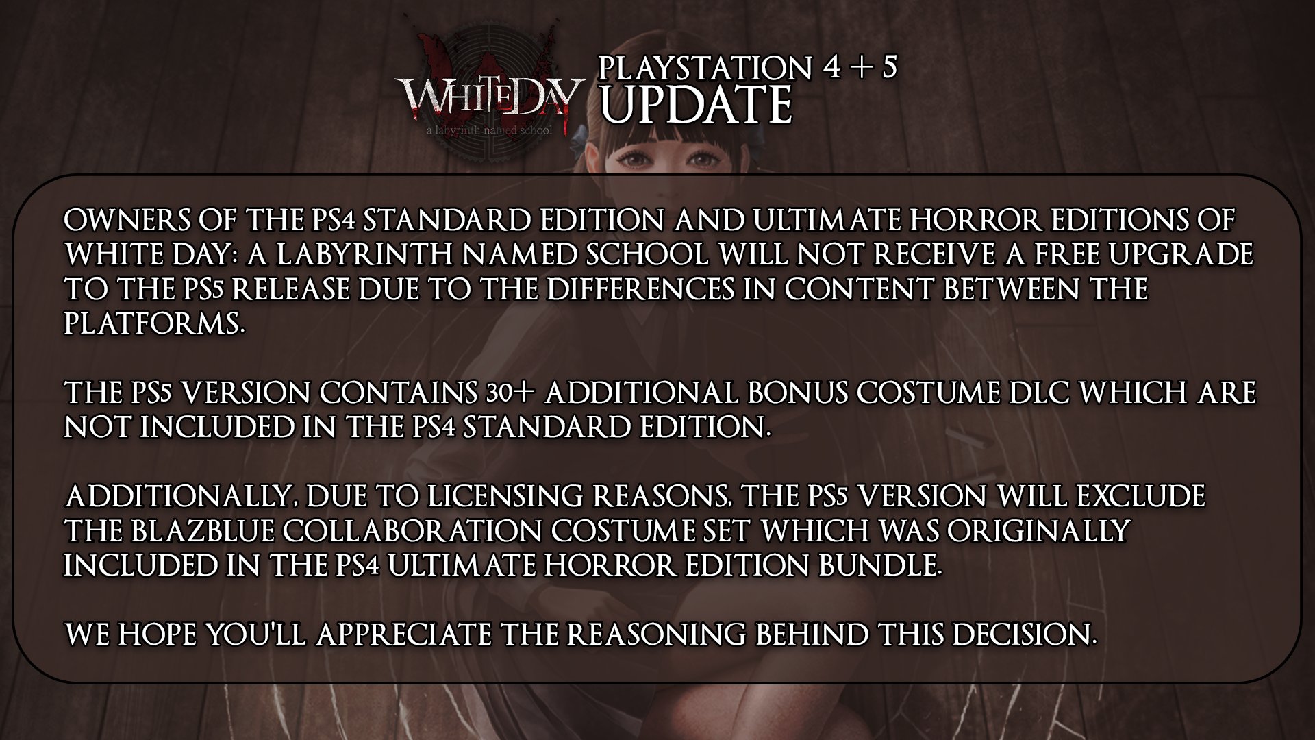 dramatiker udgifterne Tænk fremad White Day: A Labyrinth Named School On PS5 Will Not Be A Free Upgrade From  PS4 Version Due To Content Differences - Noisy Pixel