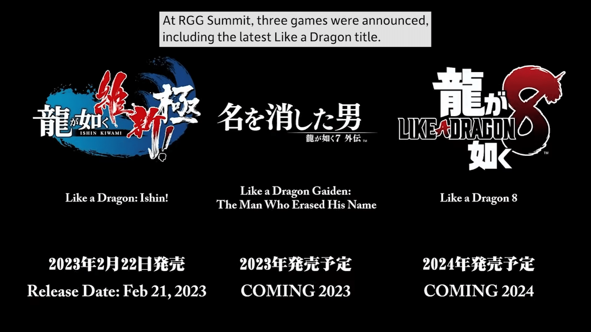 Like a Dragon! Behind-the-Scenes Series Episode #3 Highlights Backstage RGG Summit 2022 Efforts & TGS 2022 Ishin! Demo Fan Reactions