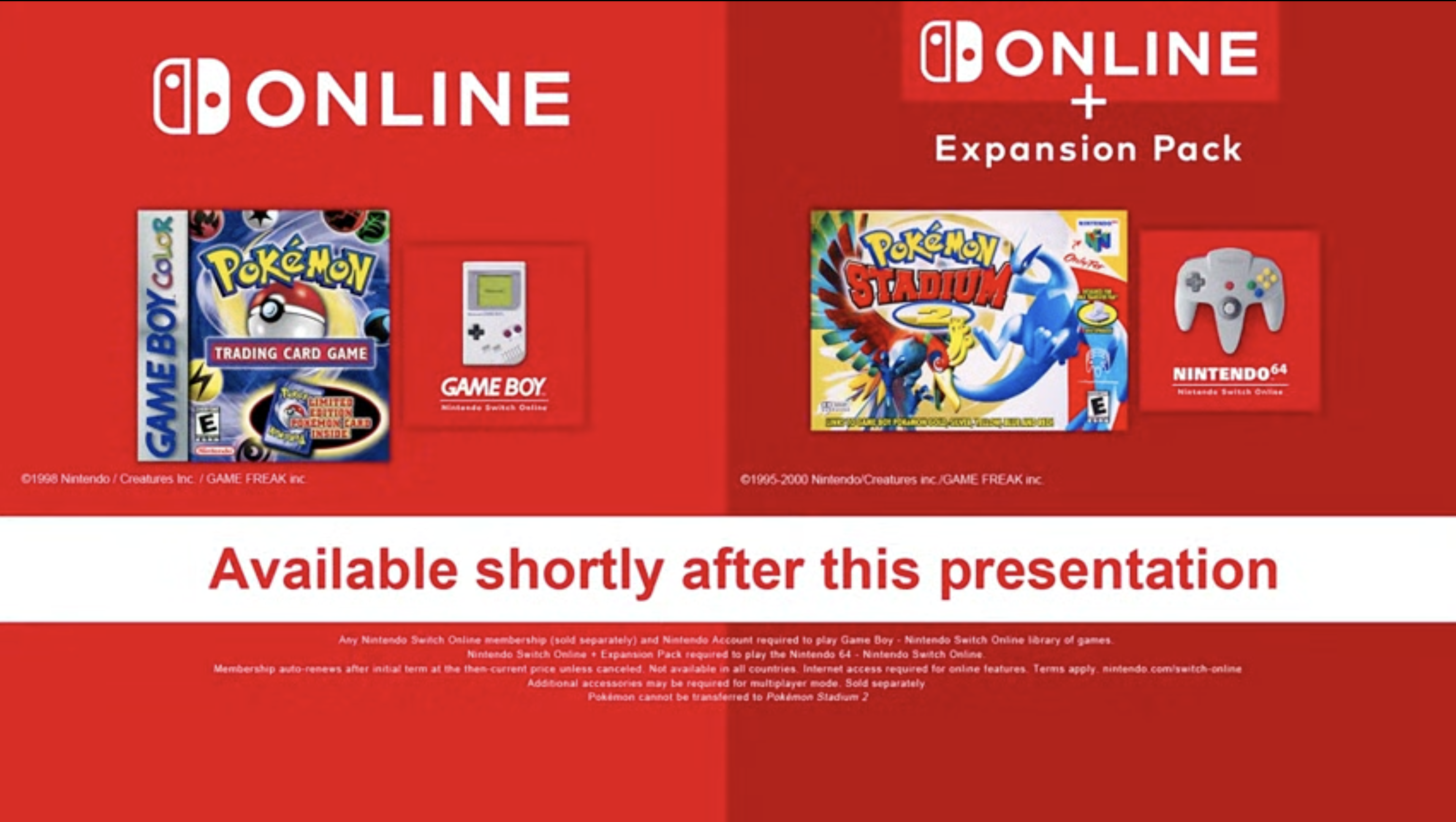 Pokemon Trading Card Game & Pokemon Stadium 2 Coming Nintendo Switch Online Today