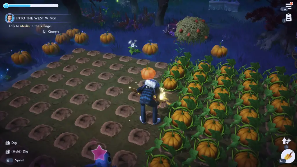 A typical screenshot of late-game farming in Disney Dreamlight Valley.