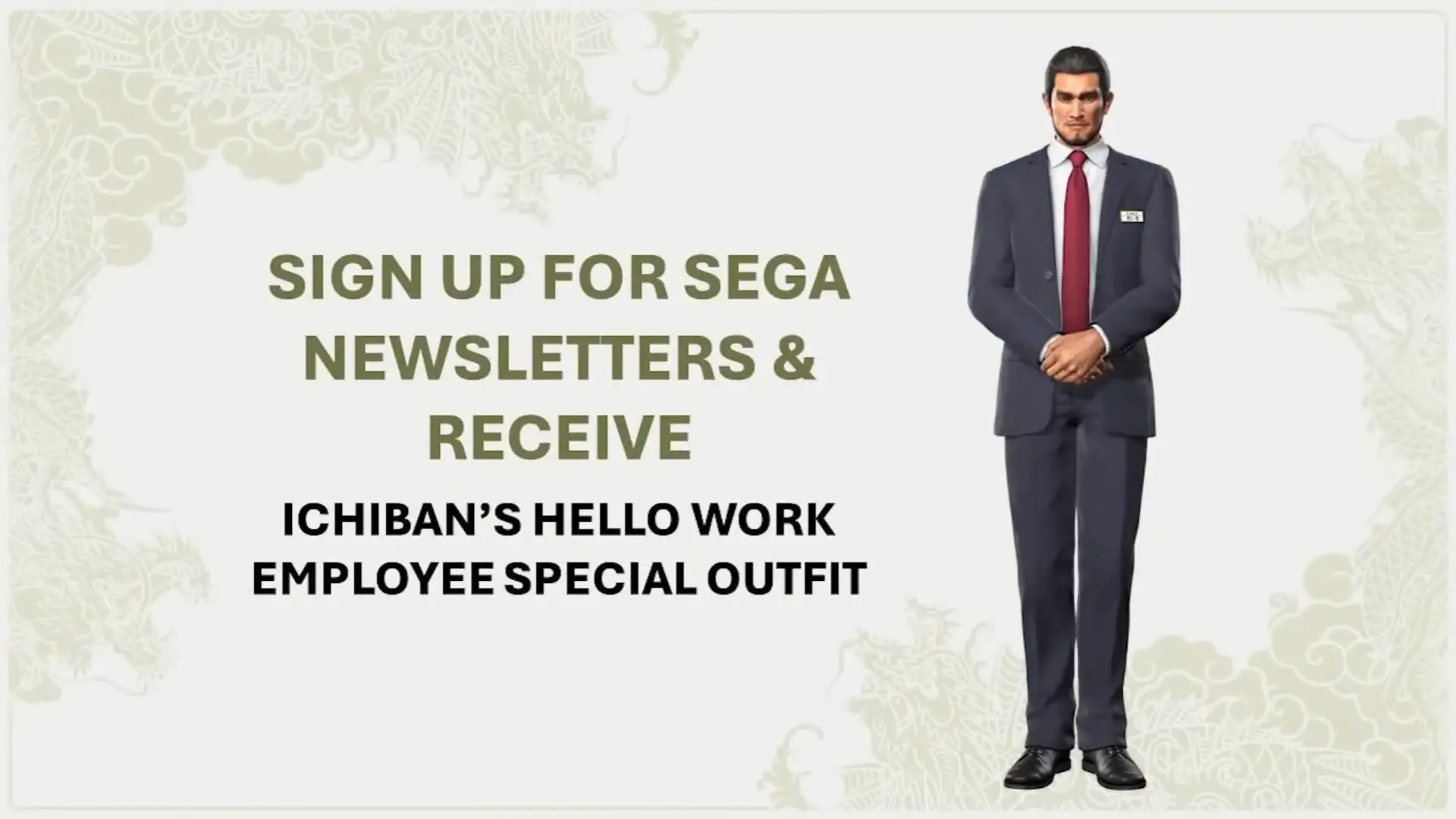 Like a Dragon: Infinite Wealth Announces Sega Newsletter Bonus; Ichiban Hello Work Employee Special Outfit