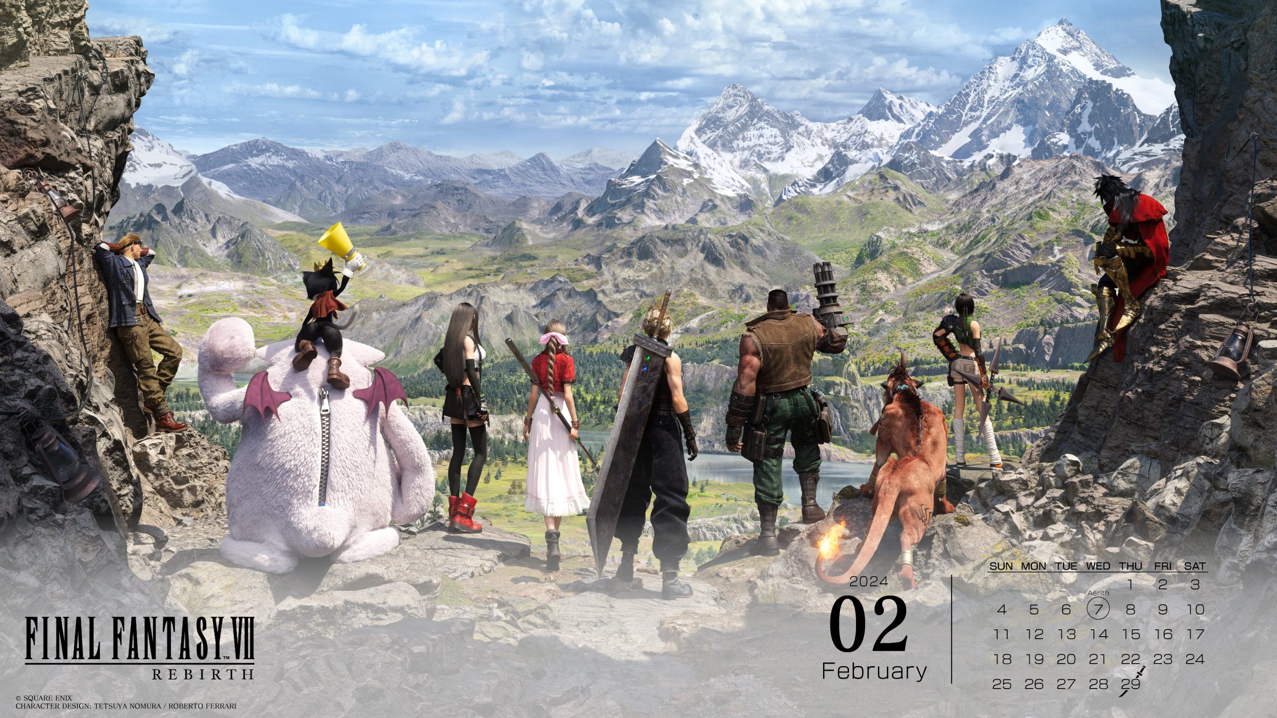 Final Fantasy VII Rebirth Reveals Desktop + Mobile February 2024 Calendars